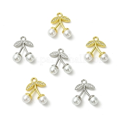 6Pcs 2 Colors Brass Micro Pave Clear Cubic Zirconia Pendants&nbsp;KK-CJ0003-19