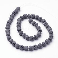 Unwaxed Natural Lava Rock Bead Strands&nbsp;G-F309-6mm