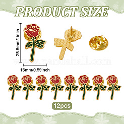 12Pcs Rose Enamel Pin&nbsp;JEWB-FG0001-44