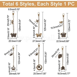 6Pcs 6 Style Tibetan Style Alloy Keychains&nbsp;AJEW-WR0001-27