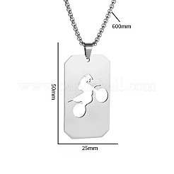 201 Stainless Steel Cut Out Motorcycle Medal Pendant Necklaces for Men&nbsp;WG4D072-02