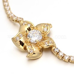 Golden Plated Brass Cubic Zirconia Cup Chain Bracelets&nbsp;BJEW-H0001-03G