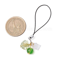 Glass & Acrylic Leaf Charm Mobile Straps&nbsp;HJEW-JM03341
