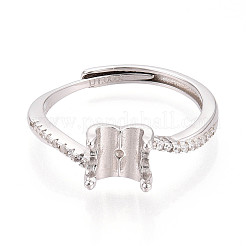 Rhodium Plated 925 Sterling Silver Micro Pave Cubic Zirconia Engagement Solitaire Ring Settings&nbsp;STER-N016-75P