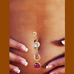 Brass Cubic Zirconia Navel Ring&nbsp;AJEW-EE0004-30C