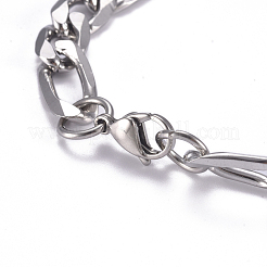 Tarnish Resistant 667 Stainless Steel Figaro Chain ID Bracelets&nbsp;BJEW-G631-02P