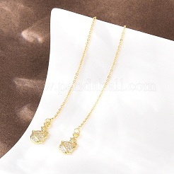 Planet with Star Brass Micro Pave Clear Cubic Zirconia Ear Thread&nbsp;EJEW-H182-07G