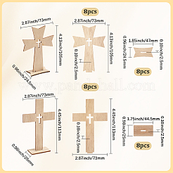 16 Sets 2 Styles Wood Cross Prayer Sculpture&nbsp;WOOD-SP0001-70
