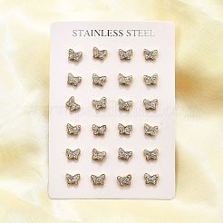 12 Pairs 304 Stainless Steel Rhinestone Stud Earrings&nbsp;EJEW-B135-01G-01