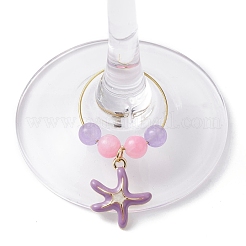 Turtle/Starfish Alloy Enamel Wine Glass Charms&nbsp;AJEW-JO00199
