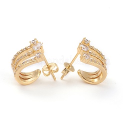Brass Micro Pave Clear Cubic Zirconia Stud Earrings&nbsp;EJEW-H125-17G