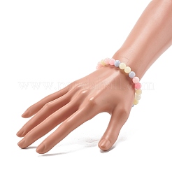 Natural White Jade(Dyed) Imitation Morganite Beads Stretch Bracelet for Men Women for Her&nbsp;BJEW-JB06990-03