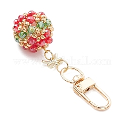 Round & Bowknot Christmas Glass Seed Beaded Pendant Decorations&nbsp;HJEW-MZ00345