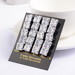 Square Cubic Zirconia Stud Earrings&nbsp;EJEW-H306-09P-6mm
