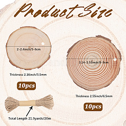 20Pcs 2 Styles Flat Round Unfinished Wooden Chip Pendants&nbsp;WOOD-CP0001-15