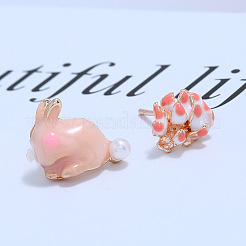 Zinc Alloy Elegant Rabbit Flower Stud Earrings for Women&nbsp;OS7109-2
