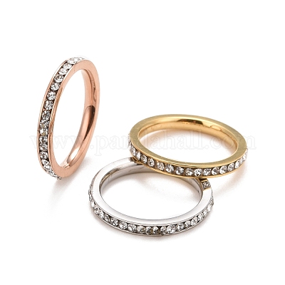 Wholesale 304 Stainless Steel Rhinestone Rings Set - Pandahall.com