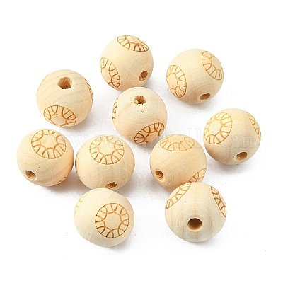 Natural Theaceae Wood Beads&nbsp;WOOD-TAC0007-07B-1