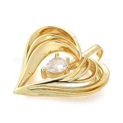 Brass Micro Pave Cubic Zirconia Pendants&nbsp;KK-S511-05A-G-1
