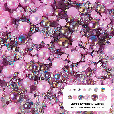 Half Round ABS Plastic Cabochons&nbsp;FIND-TAC0038-08D-1