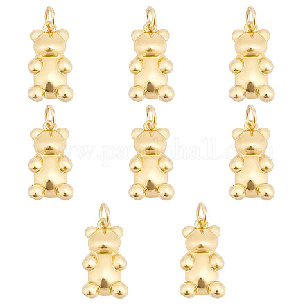 SUNNYCLUE 1 Box 8pcs Real 18K Gold Plated Charms Bear Charm Teddy Bear Charms 3D Cartoon Cute Animal Bears Dangle Charm for