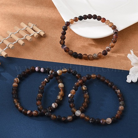 Natural Banded Agate/Striped Agate Bead Stretch Bracelets&nbsp;BJEW-K212-A-003-1