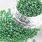 12/0 Glass Seed Beads, Trans. Colours Lustered, Round, Green, 2mm, Hole: 1mm, 30000pcs/pound