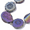 Electroplated Natural Quartz Beads Strands, Solar Quartz, Dyed, Flower, Colorful, 12~25x12~25x5mm, Hole: 1.2mm, about 8~10pcs/strand, 7.87 inch(20cm)
