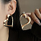 Iron Stud Earrings, Golden, Heart, 61x37.9mm