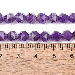 Faceted Natural Amethyst Beads Strands&nbsp;G-K066-09-6mm