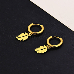 Elegant Stainless Steel Leaf Hoop Earrings&nbsp;ZF9434