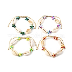 4Pcs 4 Colors Natural Cowrie Shell & Synthetic Turquoise Braided Nylon Bracelets for Women&nbsp;BJEW-JB11535