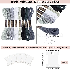 24 Skeins 3Bags 6-Ply Polyester Embroidery Floss&nbsp;OCOR-CY0003-43A