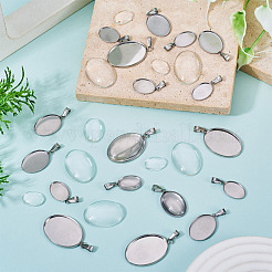 DIY 304 Stainless Steel Oval Pendant Making Kits&nbsp;DIY-TA0014-44