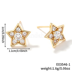 Brass Pave Clear Cubic Zirconia Stud Earrings&nbsp;LS-ZJ0177-1