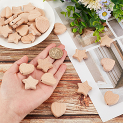 30Pcs 2 Styles Wood Beads&nbsp;WOOD-OC0002-74