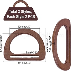 6Pcs 3 Colors Wooden D Handles Replacement&nbsp;FIND-PH0002-80