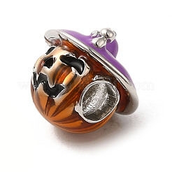 Halloween Brass Enamel European Beads&nbsp;KK-A203-04B-P