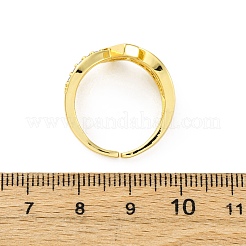 Brass Micro Pave Cubic Zirconia Cuff Rings for Women&nbsp;RJEW-U053-03G