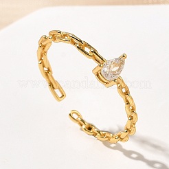 925 Sterling Silver Pave Cubic Zirconia Open Cuff Rings&nbsp;RJEW-R016-01G-01