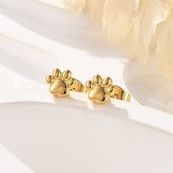PVD Vacuum Plating 304 Stainless Steel Dog Paw Print Stud Earrings for Women&nbsp;EJEW-P212-15G
