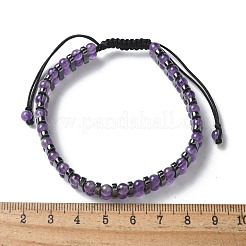 Natural Amethyst and Synthetic Hematite Adjustable Braided Bead Bracelets&nbsp;BJEW-H626-01-10