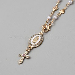 Heart & Cross & Oval Virgin Mary 304 Stainless Steel Rhinestone & Enamel Pendant Decoration&nbsp;HJEW-WH0072-17