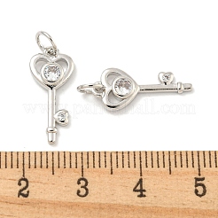 Rack Plating Brass Micro Pave Clear Cubic Zirconia Pendants&nbsp;KK-B093-11P