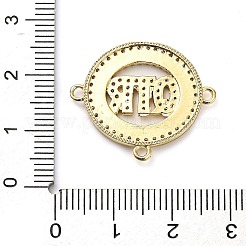 Brass Micro Pave Clear Cubic Zirconia Ring with Letter QTR Connector Charms&nbsp;KK-L229-073G