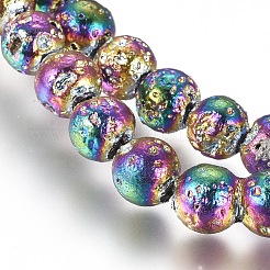 Electroplated Natural Lava Rock Beads Strands&nbsp;X-G-G826-06-4mm