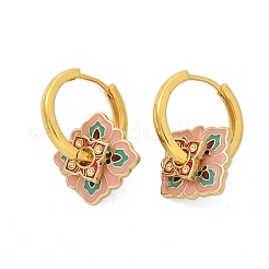 Brass Rhombus Hoop Earrings&nbsp;EJEW-R016-13G-03