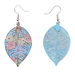 Spray Painted Stainless Steel Leaf Dangle Earrings&nbsp;EJEW-I256-09P