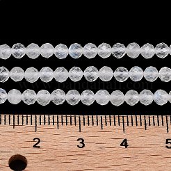 Faceted Round Natural Rainbow Moonstone Bead Strands&nbsp;G-F289-05