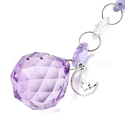 Tree of Life Natural Amethyst Chips & Glass Crystal Round Suncatchers&nbsp;HJEW-E013-07P